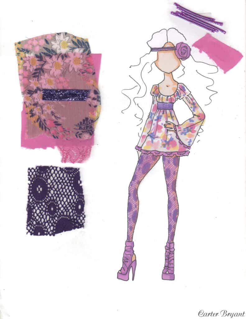 fashion design sketch w swatches