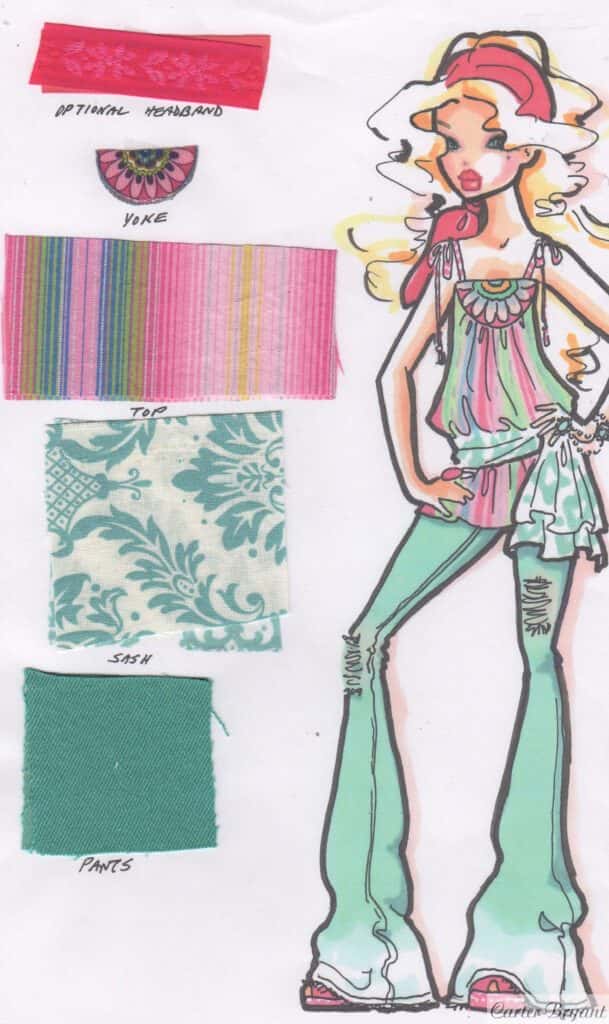 portfolio fashion sketch with swatches